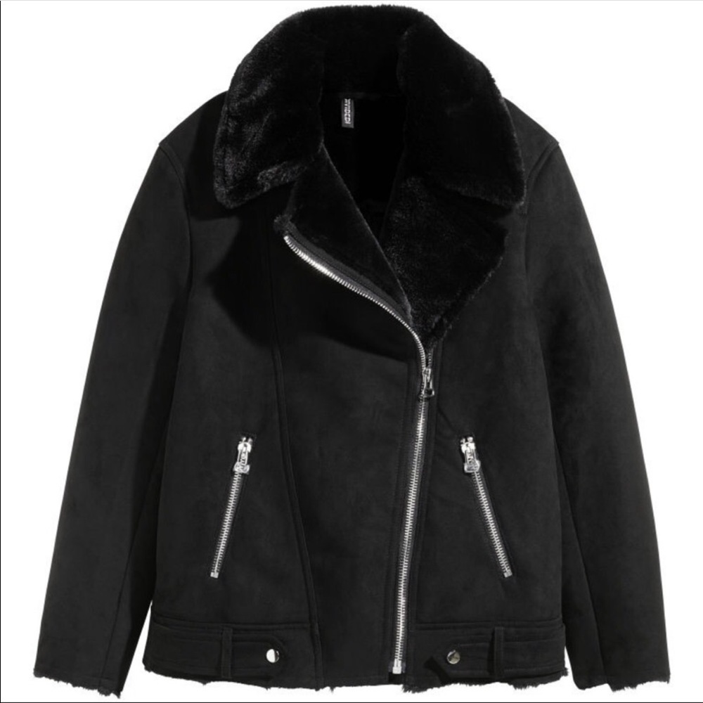Faux Fur Suede Biker Jacket